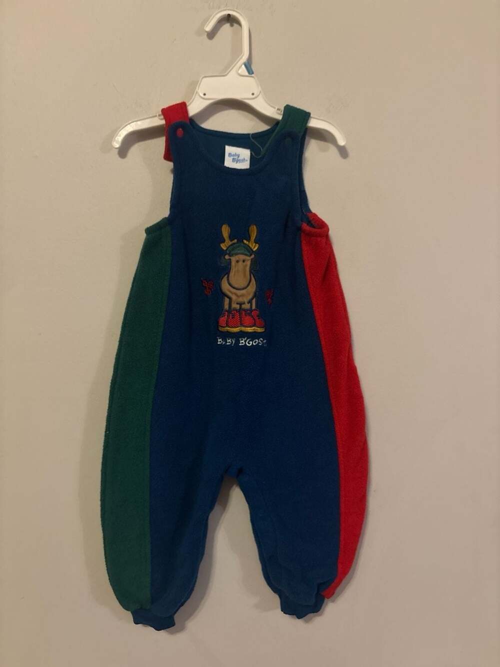 Vintage Baby B'gosh Colorblock Fleece Moose Romper 18 Months